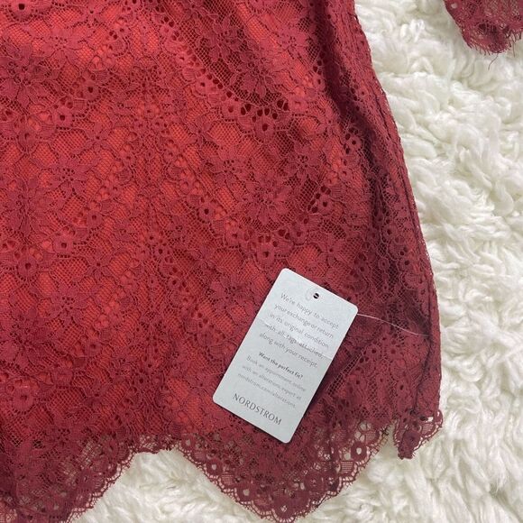 SAYLOR Red Long Sleeve Lace Celia Dress in Russet - Picture 3 of 8